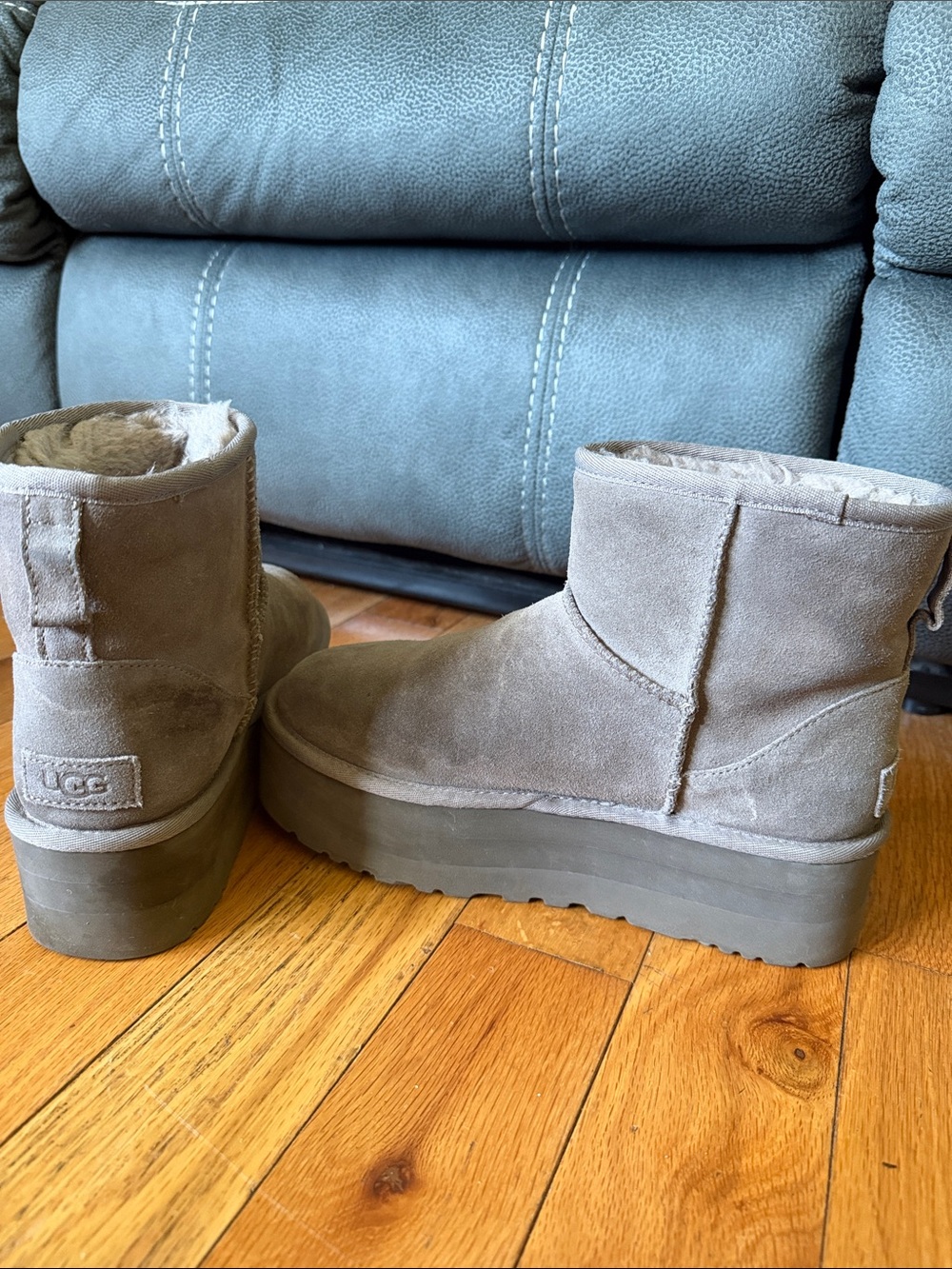 UGG Short Platform Suede Boot in Taupe